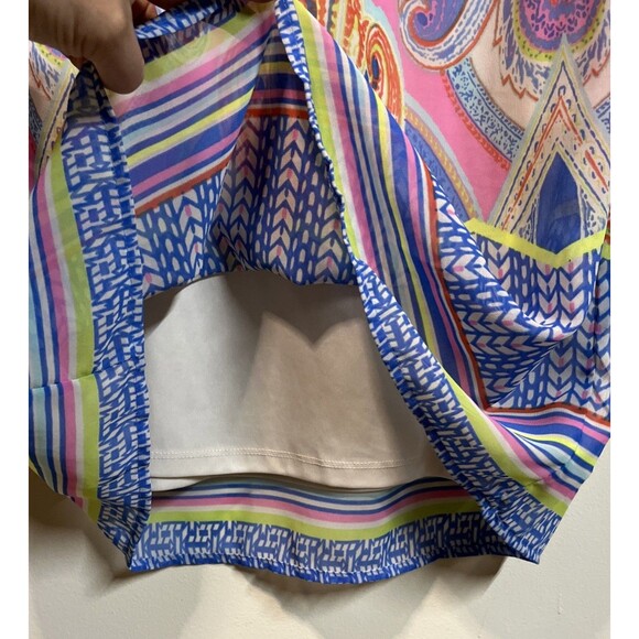 Red Camel Tube Top Knee Length Dress Size Medium Floral Ruffle Elastic - Picture 7 of 7